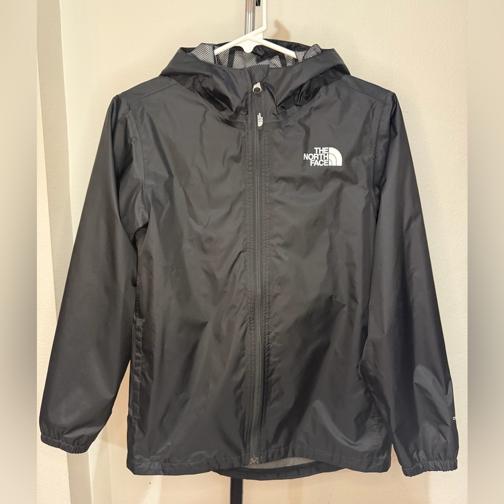 North Face Waterproof Girls Jacket - Black w/ grey mesh lining, Size L, 14/16